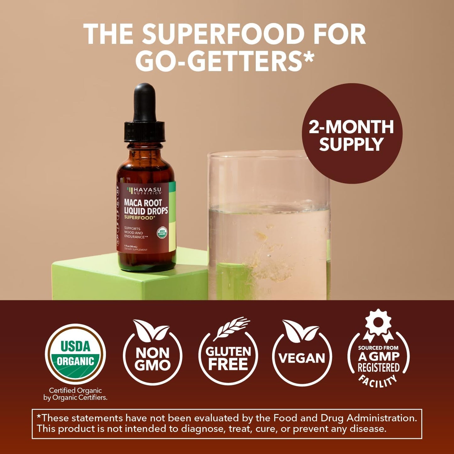 Organic Maca Root Liquid, Unflavored, 1fl oz, Supports Hormone Balance | Organic Maca Root Liquid Drops, Mood, Energy in Women & Men, Lepidium Meyenii to Support Performance & Vitality, Non-GMO