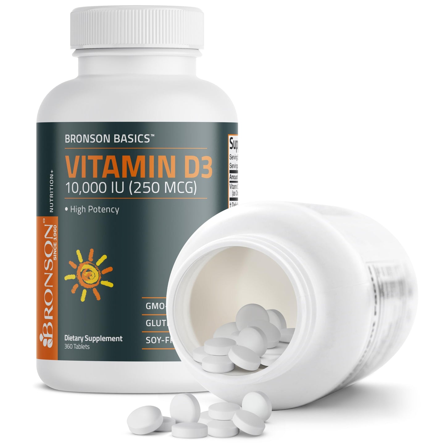 Bronson Vitamin D3 10,000iu (250mcg) Healthy Muscle Function and Immune Support, Non-GMO, 360 Tablets
