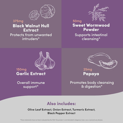 ParaCleanse Herbal Supplements for Humans for Digestive Comfort | Internal Balance Formula, Digestive Comfort, Black Walnut, Wormwood & Olive Leaf. 30 Days Supply. 60 Capsules