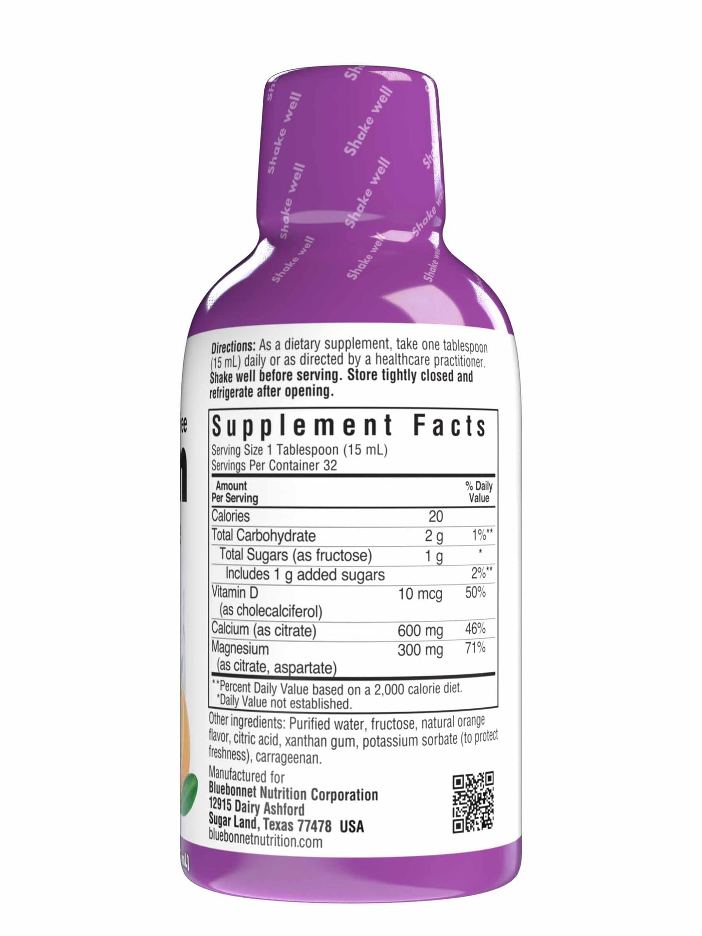 Bluebonnet Nutrition Liquid Calcium Citrate, Magnesium, Vitamin D3, Bone Health, Gluten Free, Soy Free, Milk Free, Kosher, 16 fl oz, 32 Servings, Mixed Berry Flavor
