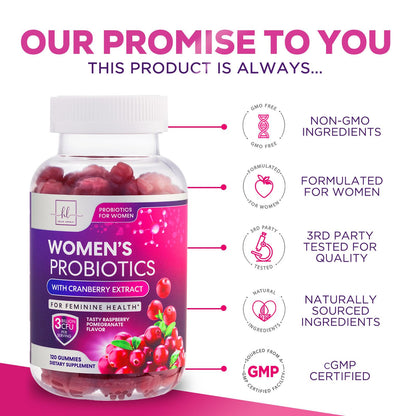 Probiotics for Women + Cranberry - 3 Billion CFU Guaranteed & 6 Vegan Strains for Women's