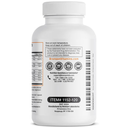 Bronson Vitamin B Complex with Vitamin C - Immune Health, Energy Support & Nervous System Support - Non-GMO, 250 Vegetarian Capsules