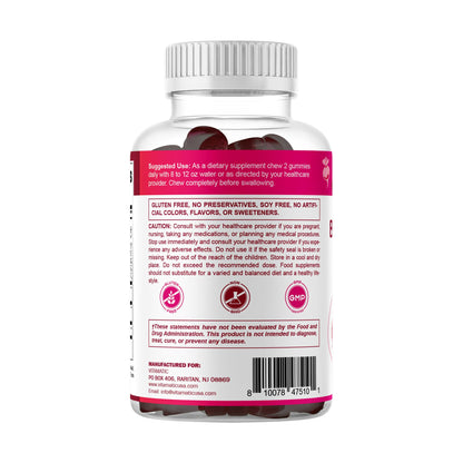 Vitamatic Beet Root Gummies with B6, B12, Grape Seed, Pomegranate & Nicotinamide – Plant-Based Extract – Vegan, Non-GMO – Botanical Supplement Gummies – 60 Count
