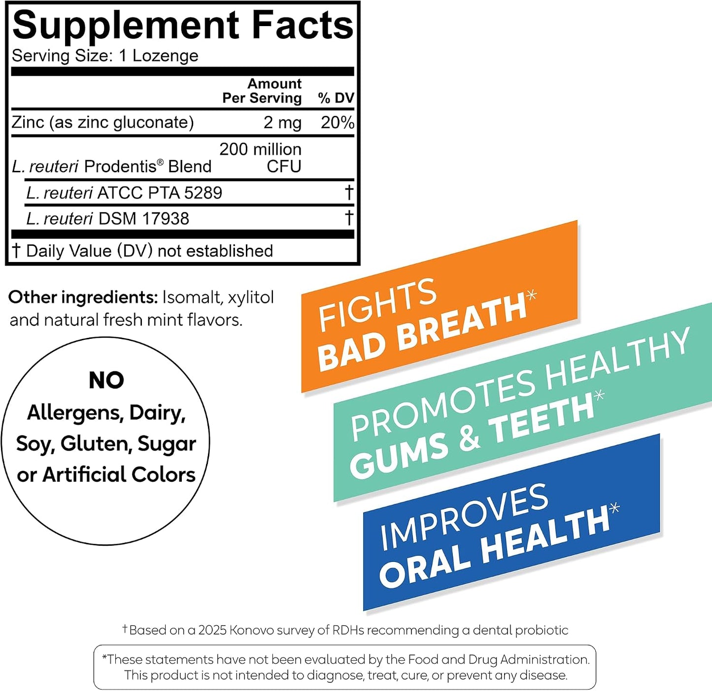 BioGaia Prodentis Fresh Breath Oral Probiotics for Bad Breath & Halitosis | + Zinc to Neutralize Odors | Promotes Healthy Gums & Teeth | 30 Dental Probiotic Lozenges | Dental Hygienist-Recommended