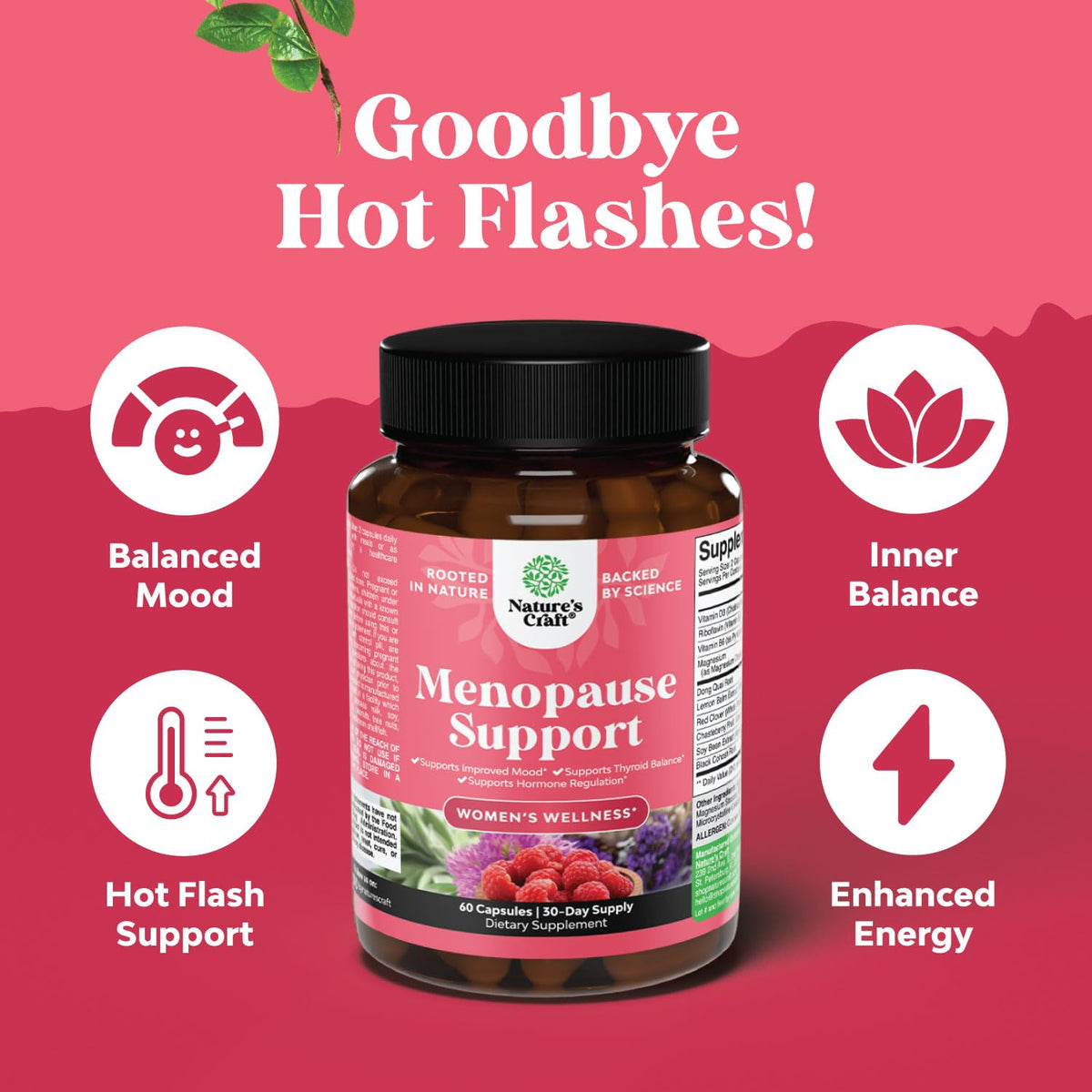 Bundle of Herbal Menopause Supplement for Women and 10000 mcg Pure Biotin Pills for Women & Men