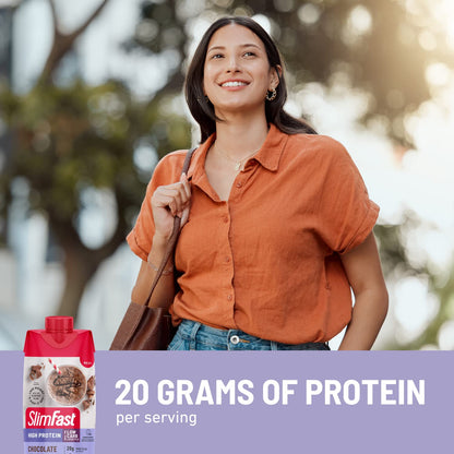SlimFast Protein Shake, Chocolate- 20g Protein, Meal Replacement Shake Ready to Drink