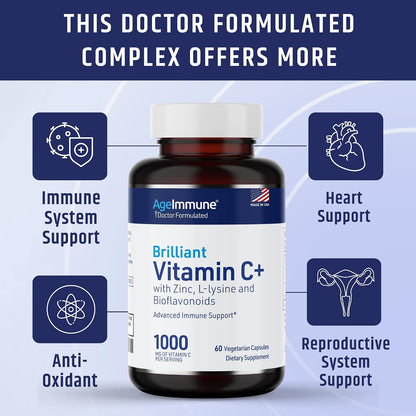 AgeImmune Immune Support with Brilliant D3+ Brilliant C+