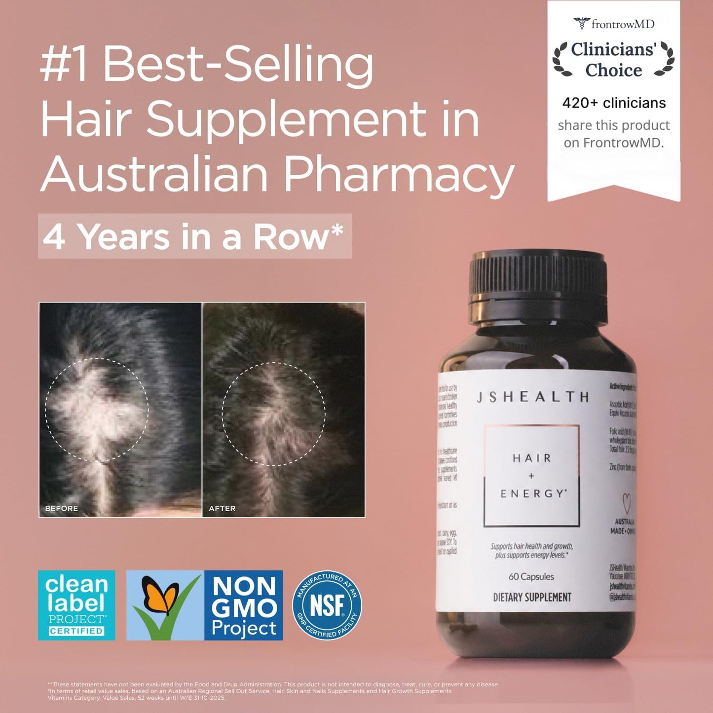 JSHealth Hair Growth Vitamins for Women. Hair + Energy with Kelp Iodine and Zinc. Supports Thickness, Strength, Energy. Nutritionist-Formulated (60 Capsules) | Hair Vitamins for Women and Men, Zinc and Iodine Hair Supplements for Hair Growth