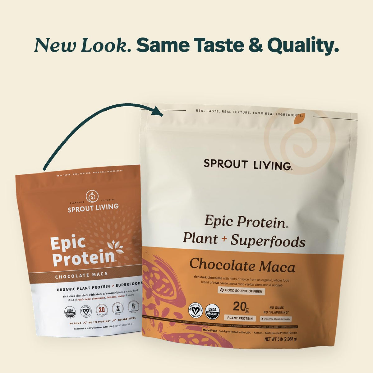 Sprout Living Epic Protein, Plant Based Protein & Superfoods Powder, Vanilla Lucuma Powder | 20 Grams Organic Protein Powder, Vegan, Non Dairy, Non-GMO, Gluten Free, Low Sugar (1 Pound, 12 Servings)
