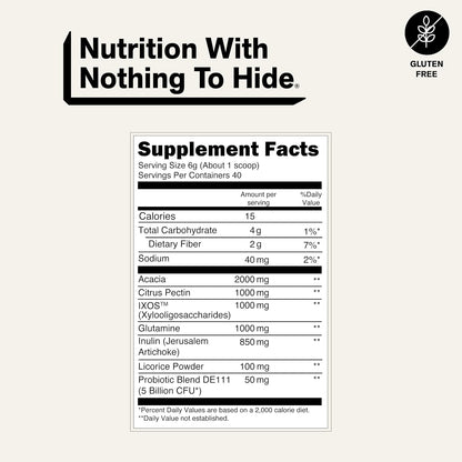 NAKED Gut - Daily Gut Health Supplement - Natural Gut Health Powder for Gut Cleanse, Digestive Support, GMO-Free, Soy-Free, Gluten-Free, Vegan and Hypoallergenic, 40 Servings