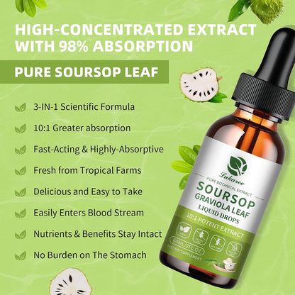Lukaree Pure Soursop Graviola Leaf Extract for Immunity, Gut Health & Natural Energy Support – Soursop Bitters Liquid with Cold Extract – Vegan | Gluten-Free | 2 Fl Oz