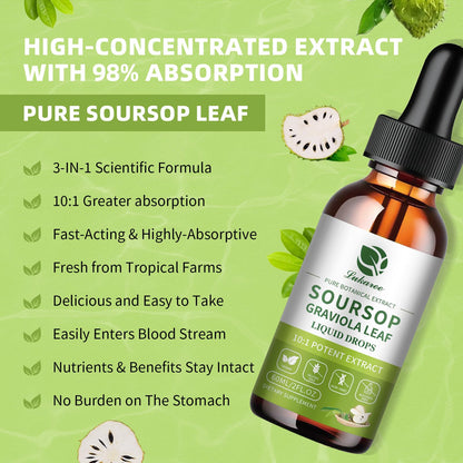 Lukaree Pure Soursop Graviola Leaf Extract for Immunity, Gut Health & Natural Energy Support – Soursop Bitters Liquid with Cold Extract – Vegan | Gluten-Free | 2 Fl Oz