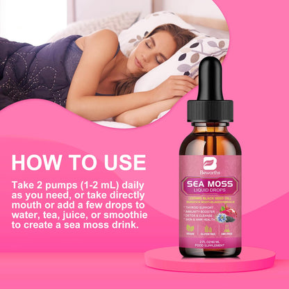 3000mg Sea Moss Liquid Drops - Organic Black Seed Oil & Irish Sea Moss Gel
