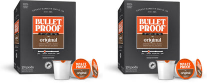 Bulletproof Original Medium-Roast Single-Serve Coffee Pods, 24 Count, 100% Arabica Beans, Clean Coffee Tested for Toxins