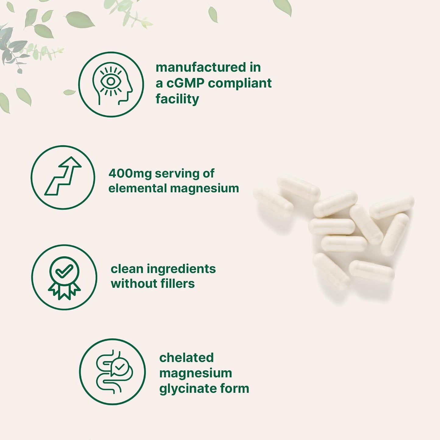 Micro Ingredients Pure Magnesium Glycinate 400mg Per Serving, 240 Capsules | Chelated Mineral Supplements with Elemental Form | Non-GMO, Filler Free