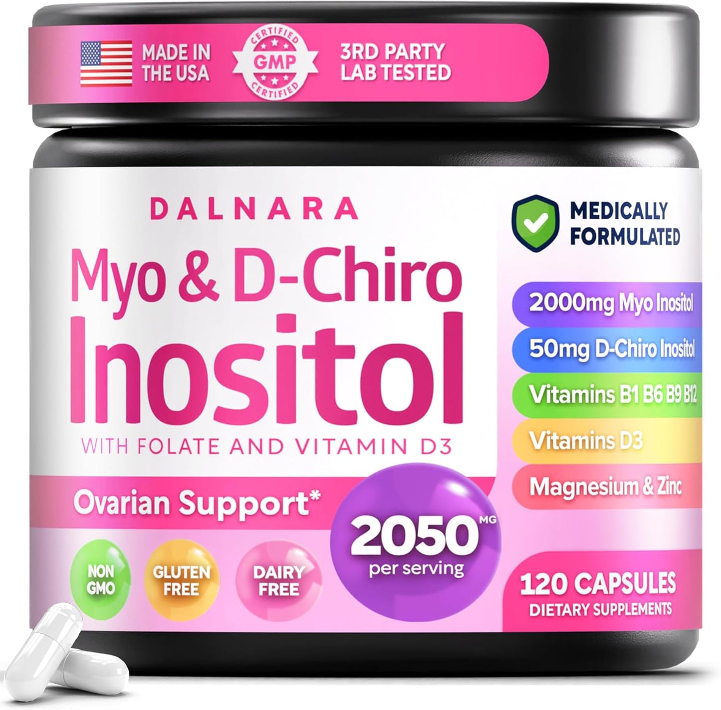 Myo-Inositol & D-Chiro Inositol Supplement for Women 120ct Ideal 40:1 Ratio