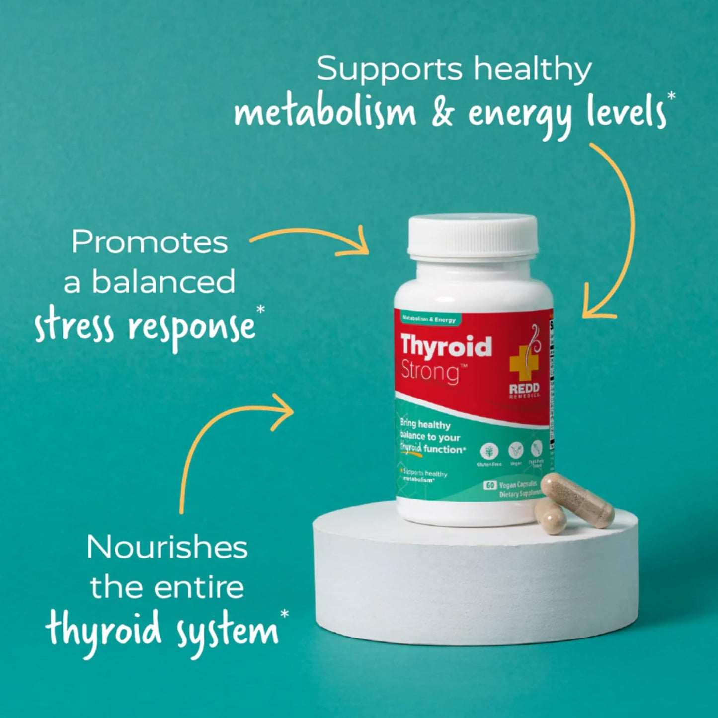 Redd Remedies, Thyroid Strong, Supports Healthy Thyroid Function and Balance, 60 Vegan Capsules