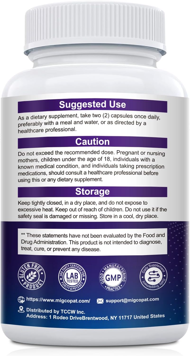 Migcopat Magnesium Complex w/Magnesium Glycinate, Malate, Citrate | 24-in-1 Magnesium Supplement w/Ashwagandha, L-Theanine & NAD+ | Supports Calm, Energy, Muscle & Sleep | Non-GMO, 120 Vegan Caps