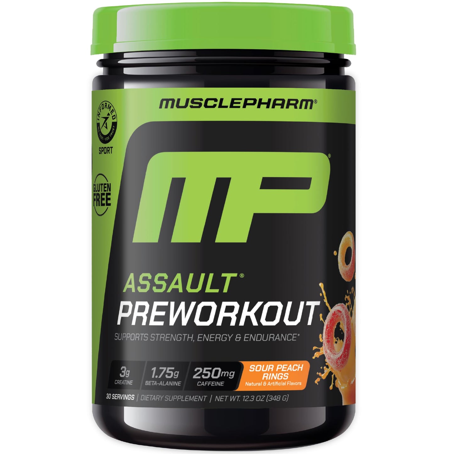 MusclePharm Assault Pre Workout Powder for Men & Women – Energy & Strength Boost Pre-Workout Supplements with Beta Alanine, Caffeine, Creatine & Betaine Anhydrous – 30 Servings, Fruit Punch Flavor