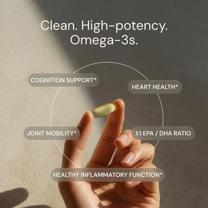 Blueprint Bryan Johnson Omega-3 - Vegan Algae Omega 3 Supplement with EPA/DHA - 800mg Plant-Based for Brain, Heart & Joint Support - High Absorption Triglyceride Form - 1:1 EPA/DHA