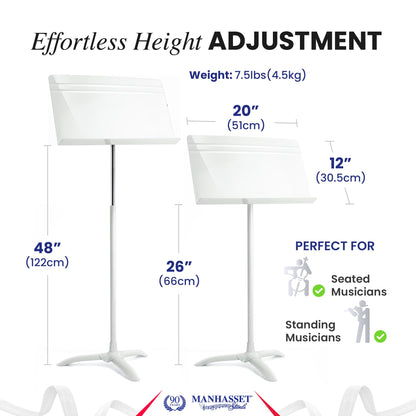 Manhasset Music Stand for Sheet Music - 48 Symphony Model - Long Lasting, Durable Manhasset Stand - Adjustable Height - 26" to 48" - Made in the USA