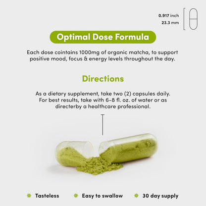 Matcha Peak 1000mg - Organic Matcha Green Tea Extract for Weight Loss Support - EGCG Supplements - Vegan, Non GMO, Gluten Free Green Tea Pills - 60 Green Tea Supplement Capsules