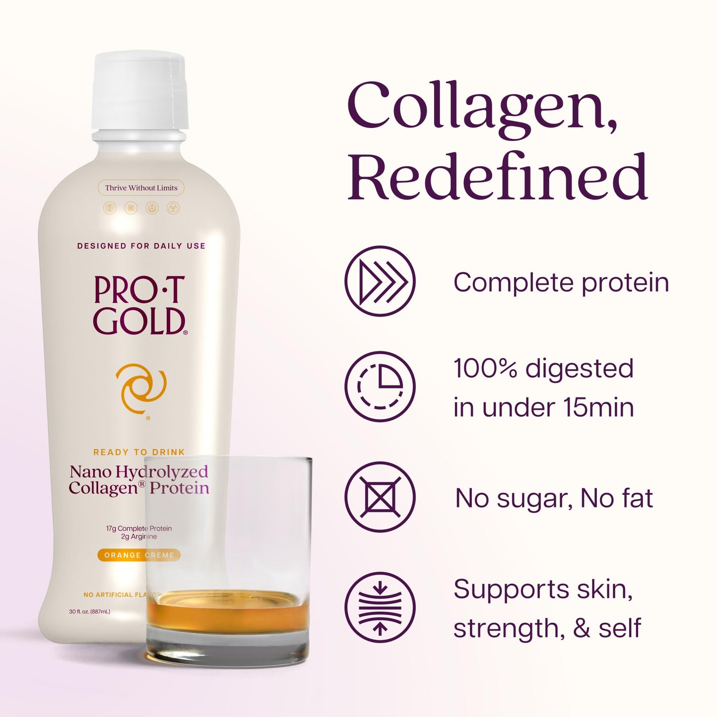 Liquid Collagen Protein Shot, Berry, 17g Protein, 24 pk | Nano Hydrolyzed Grass Fed Collagen, 0g Carbs, Hair, Skin & Nails, Amino Acids, Sugar Free, Gluten Free, 1 fl oz Shots