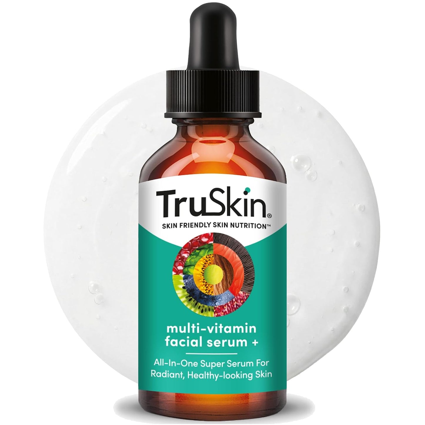 TruSkin Facial Serum with 11 Plant-Derived Vitamins & Minerals for Radiant, Healthy-Looking Skin - Powerful Antioxidants and Nourishing Vitamins for Skin Nutrition, 1 fl oz