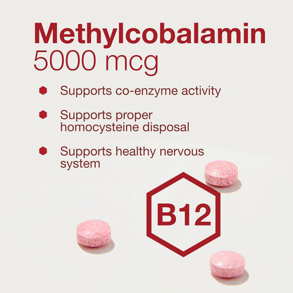 PROTOCOL FOR LIFE BALANCE Methyl B12 5,000 mcg, Brain Health*, 60 Lozenges | Vitamin B12 for Homocysteine Metabolism*, Support Brain Health and Health Nervous System*, Kosher, Halal, and Vegan