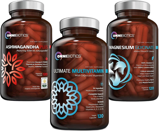 OmniBiotics Ultimate Daily Multivitamin + Magnesium Glycinate + Ashwagandha Root Supplement