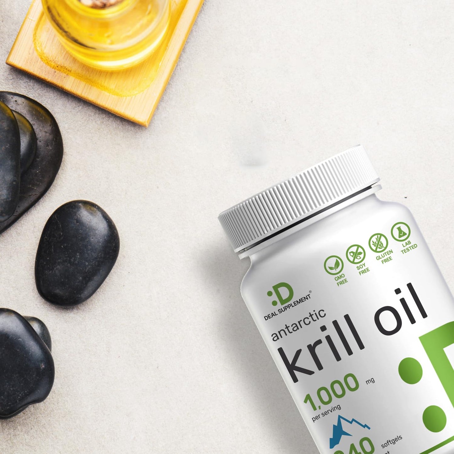 DEAL SUPPLEMENT Antarctic Krill Oil, 1,000mg Per Serving, 240 Softgels – Mercury Free, No Fishy Taste – Rich in Omega-3s, EPA, DHA, Astaxanthin, & Phospholipids – Non-GMO, No Gluten