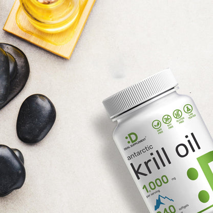 DEAL SUPPLEMENT Antarctic Krill Oil, 1,000mg Per Serving, 240 Softgels – Mercury Free, No Fishy Taste – Rich in Omega-3s, EPA, DHA, Astaxanthin, & Phospholipids – Non-GMO, No Gluten