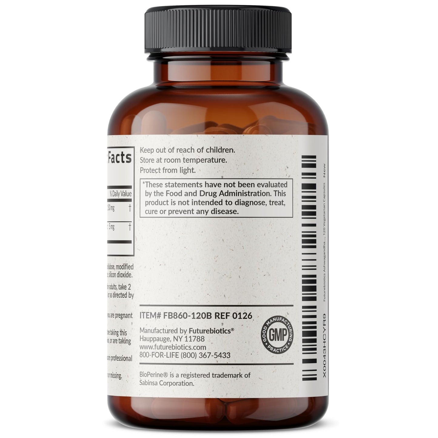 Futurebiotics Ashwagandha Extra Strength Stress & Mood Support 100 Capsules | Vegetarian, Non-GMO, Gluten-FREE, Soy-FREE, BioPerine for High Absorption