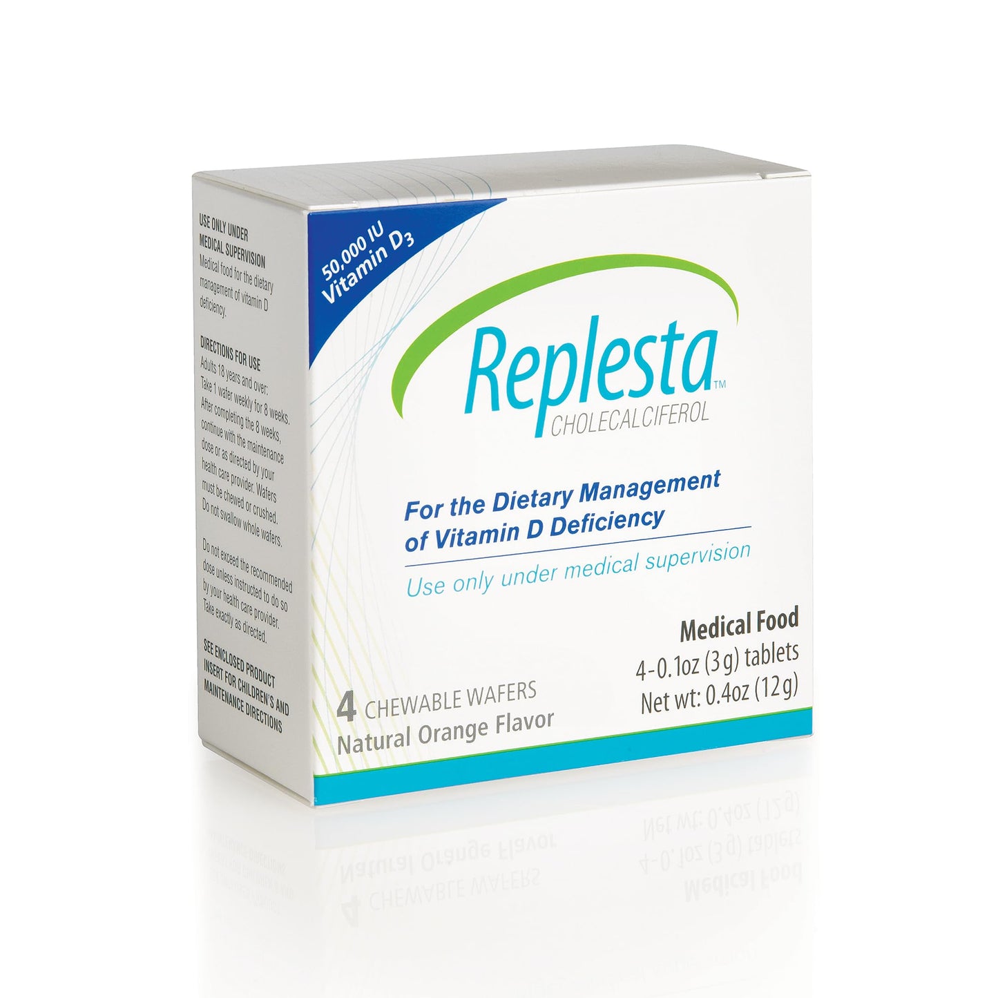 Replesta 50,000 IU Vitamin D3 Cholecalciferol, for Vitamin D Deficiency, Once-Weekly Chewable Wafer, Non-GMO, Natural Orange Flavor, 8 Count (Pack of 1)