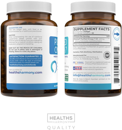 Omega 7 Supplement for Women and Men - High Potency & Purity Palmitoleic Acid Fatty Acid Fish Oil Supplement from Patented Provinal with Lowest Palmitic Acid - Sustainably Sourced (1 Month Supply)
