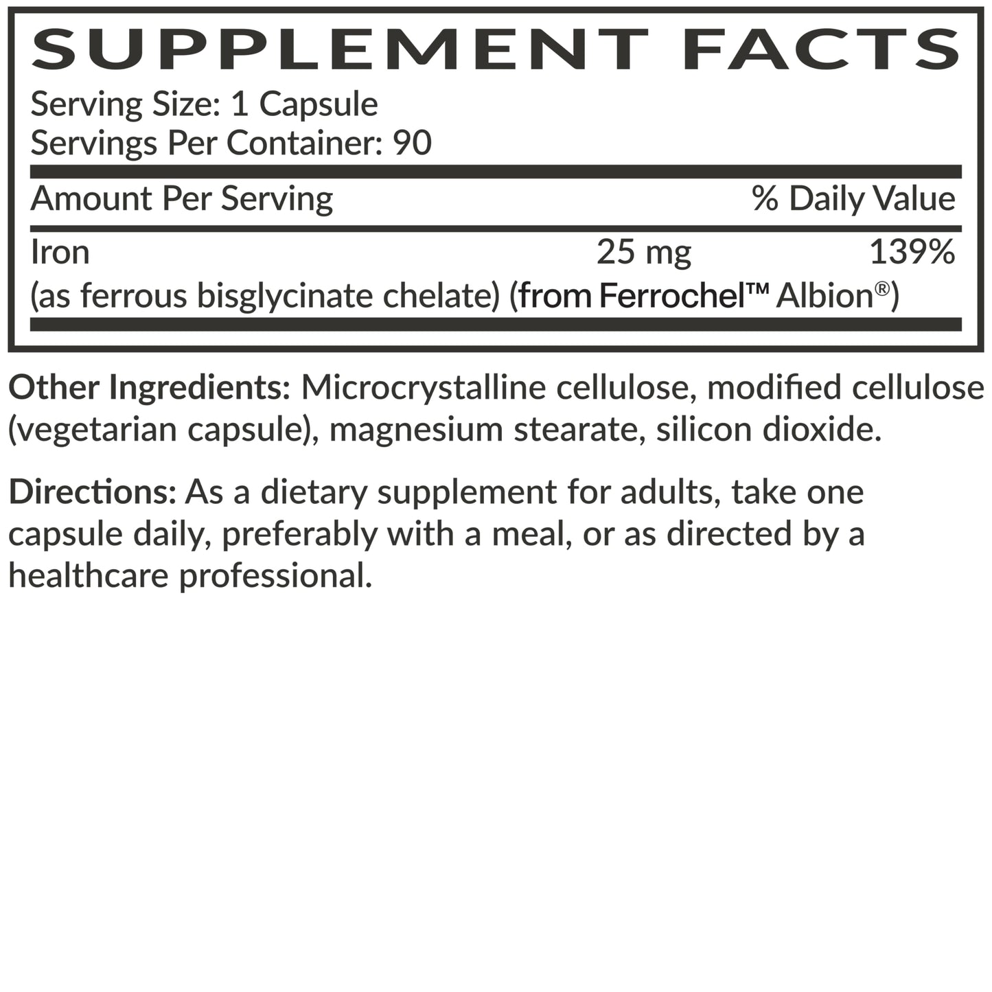 Futurebiotics Iron Bisglycinate 25mg Gentle on The Stomach, Supports Energy & Healthy Red Blood Cell Production - Non-Constipating Formula - Non GMO, 90 Vegetarian Capsules
