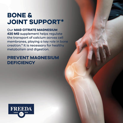 FREEDA Magnesium Citrate Powder for Bone, Joint, & Muscle Support 16 Oz | Supports Nerve Health, Relaxation, & Sleep – Kosher, Vegan, Gluten-Free, Corn-Free, Unflavored, 150 Servings, Made in USA