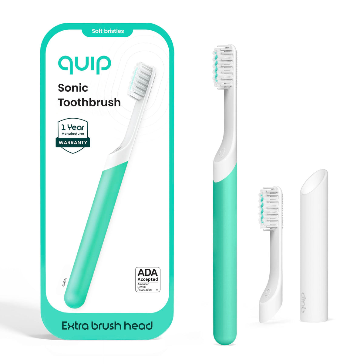 Quip Sonic Electric Toothbrush for Adults, Extra Brush Head, Marine Blue
