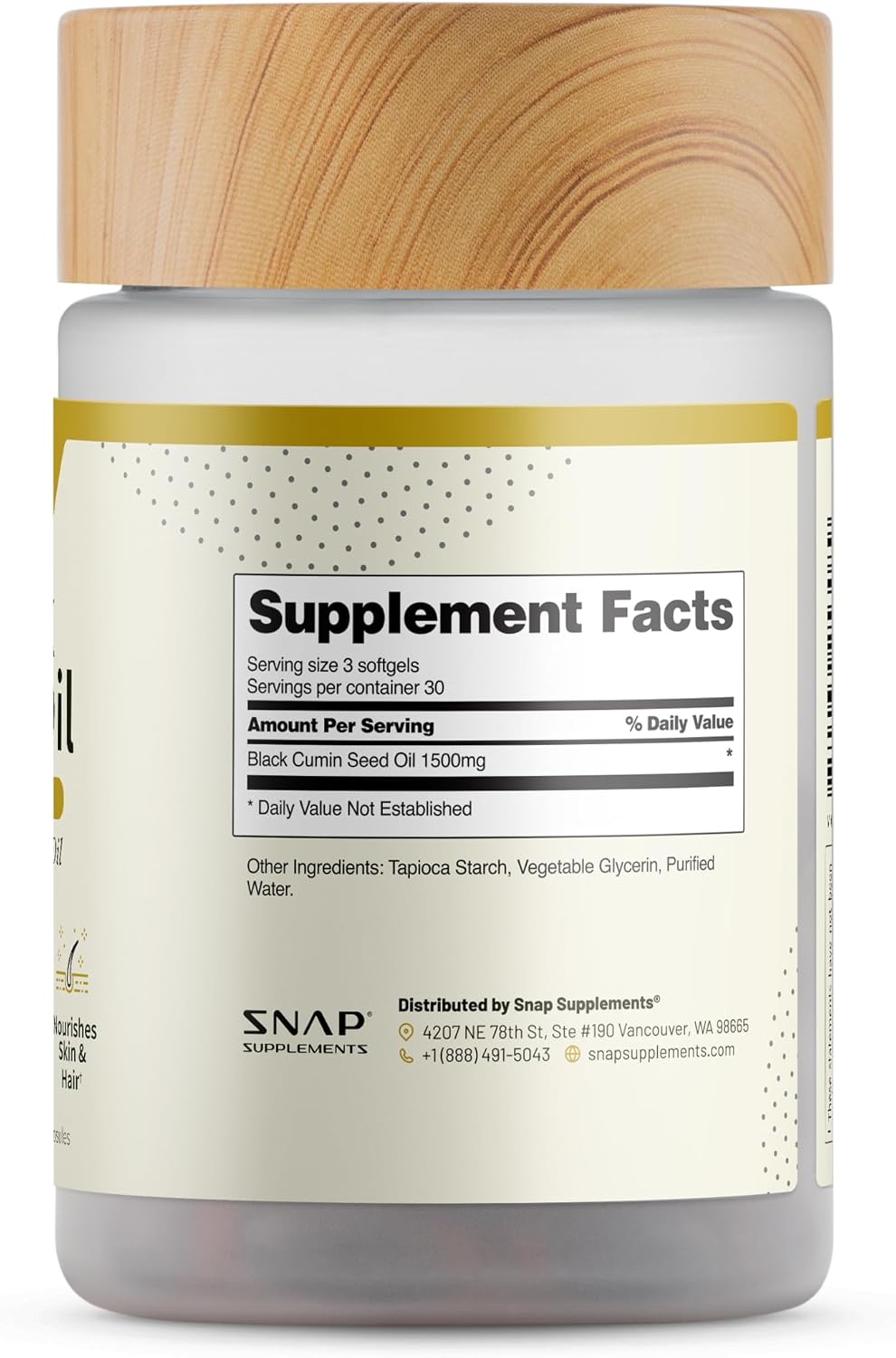 Snap Supplements Black Seed Oil for Immune Health, 90 Softgel Capsules | 100% Cold Pressed Black Cumin Seed Oil, Supports Immune Health, Detox, Skin, Hair, Joints & Overall Wellness
