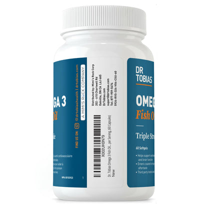 Dr. Tobias Omega 3 Fish Oil 2000mg Triple Strength | 180 Softgels | Heart, Brain & Joint Support | 2,000 mg Fish Oil | 800 mg EPA + 600 mg DHA | Delayed Release Omega 3 Supplement | 90 Servings