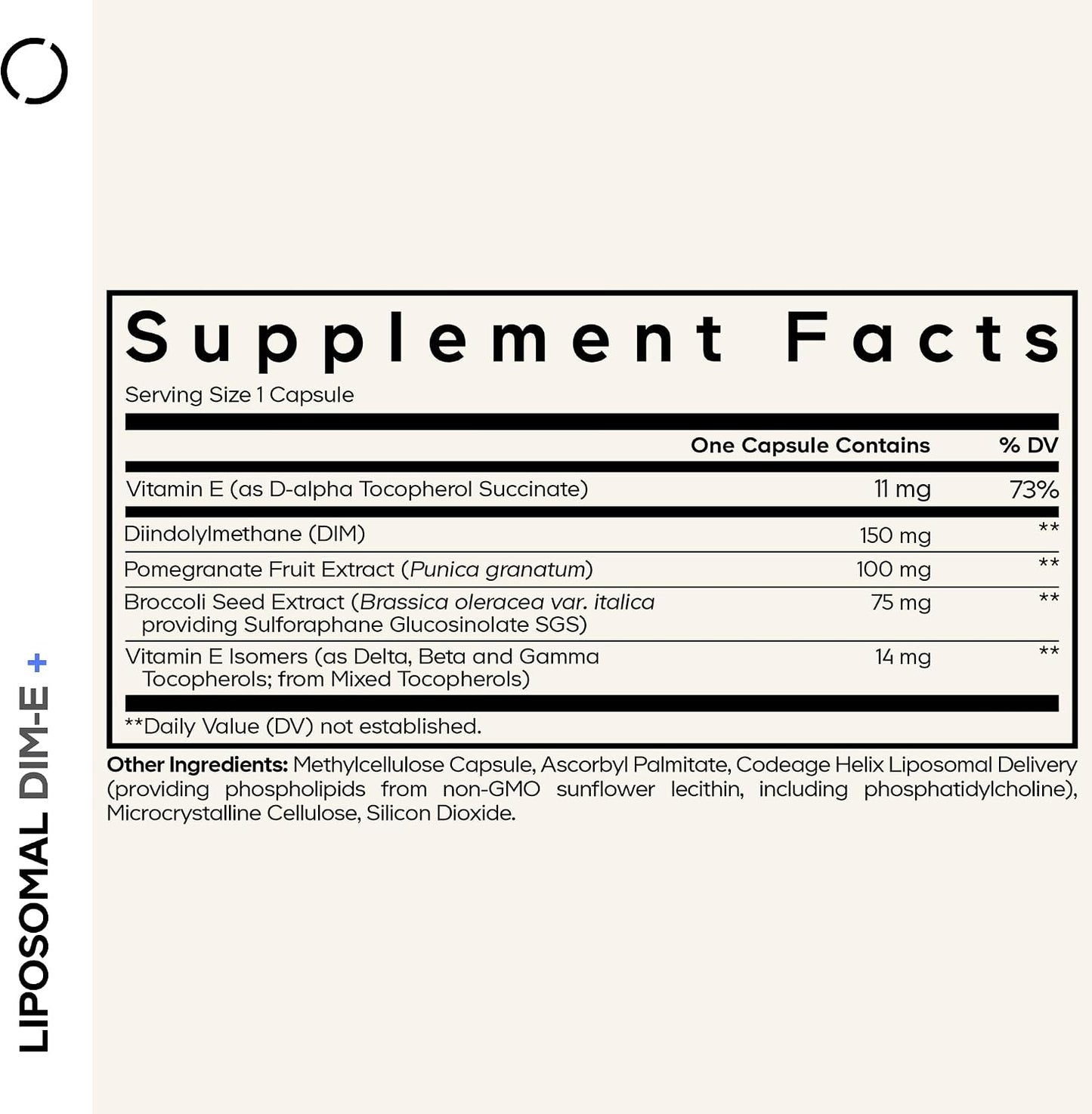 Codeage Liposomal DIM Supplement - 4 Months Supply of DIM Vitamins and SGS, Pomegranate, Broccoli, Vitamin E Isomers Tocopherols Alpha Beta Gamma Delta - Liposomal Formula - Gluten-Free - 120 Capsules