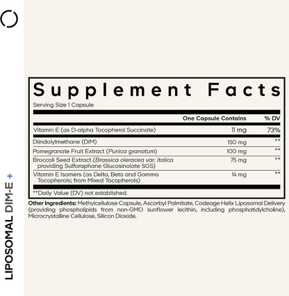 Codeage Liposomal DIM Supplement - 4 Months Supply of DIM Vitamins and SGS, Pomegranate, Broccoli, Vitamin E Isomers Tocopherols Alpha Beta Gamma Delta - Liposomal Formula - Gluten-Free - 120 Capsules
