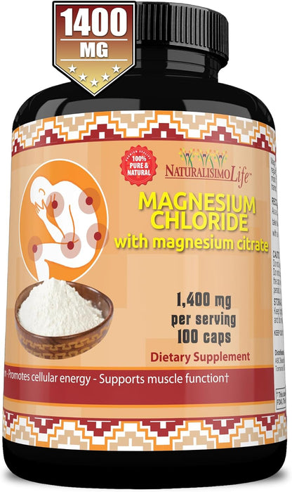 Magnesium Chloride (Cloruro de Magnesio) 1,400 mg per serving high absorption with Magnesium Citrate