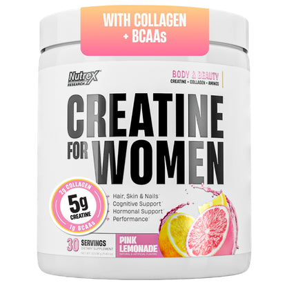Nutrex Research Creatine for Women Booty & Beauty – Peach Mango | 5g Creatine, 2g Collagen, BCAAs & Hyaluronic Acid for Glutes, Strength & Skin | Gluten Free, 30 Servings