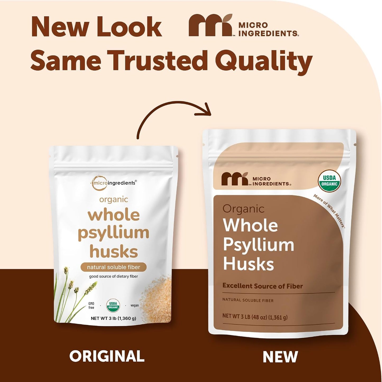 Micro Ingredients Organic Whole Psyllium Husks, 3lbs | Daily Soluble Fiber Supplement | Sourced from India | Ideal for Oatmeal, Coffee & Beverage | Unflavored, Non-GMO, Keto Friendly, Vegan