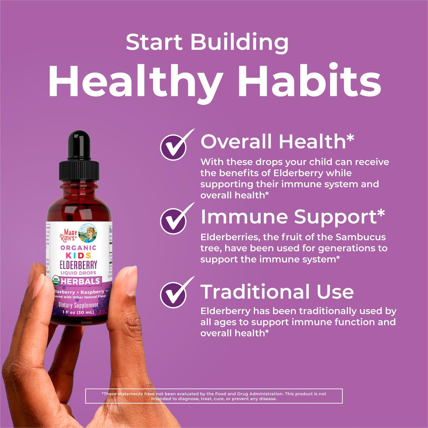 MARYRUTH'S Elderberry Liquid Drops for Adults & Kids | Immune Support | Antioxidant | 150mg Elderberry Extract | USDA Organic | CLP Purity Award | Sugar Free | Vegan | Non-GMO | Gluten Free | 1 oz
