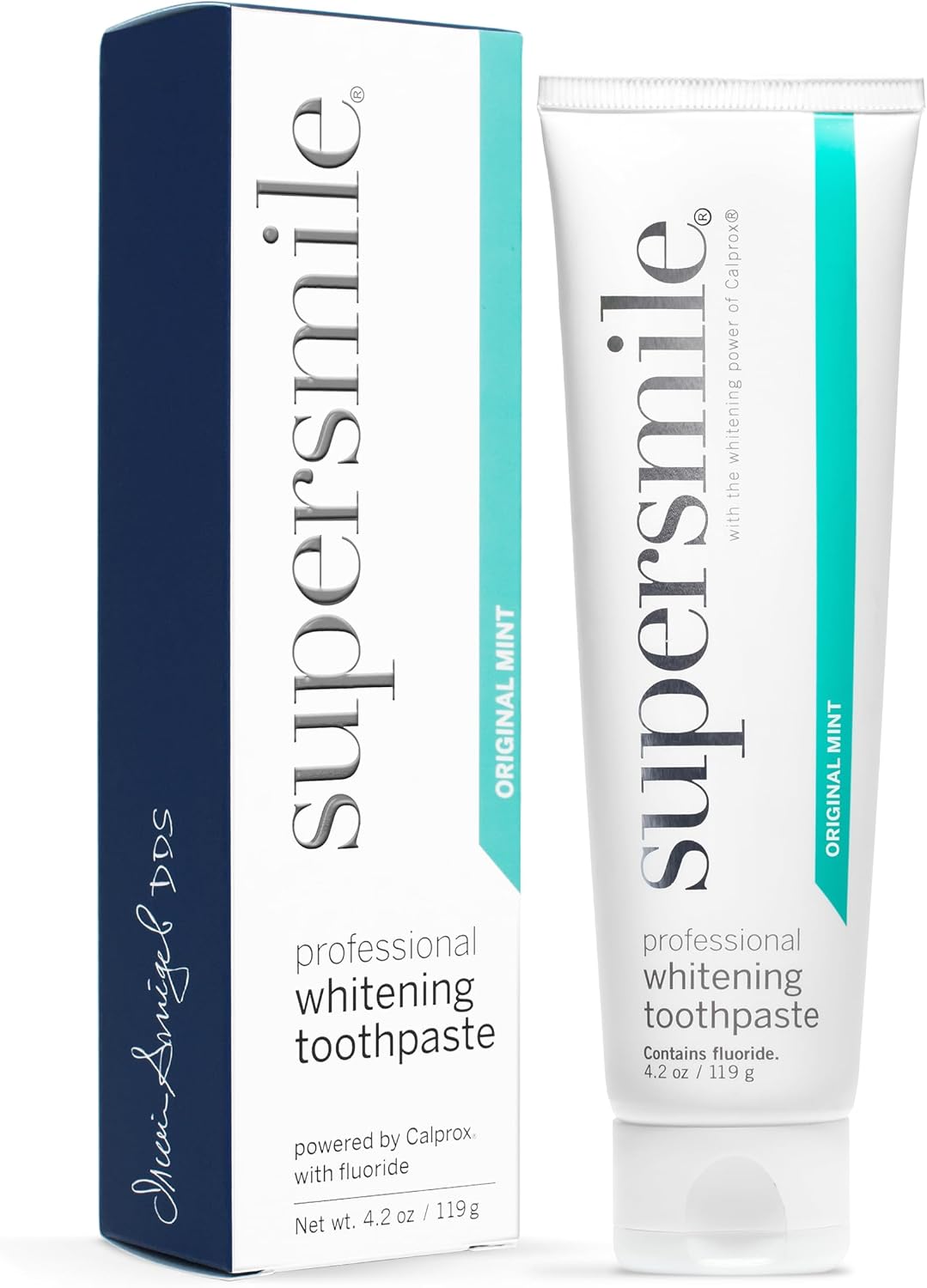 Supersmile Original Mint Whitening Toothpaste, 4.2 Oz, Calprox® + Fluoride