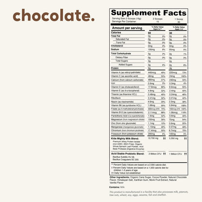 Nurished Mighty Chocolate Milk - Kids Daily Protein Powder Boosted with 2 Billion