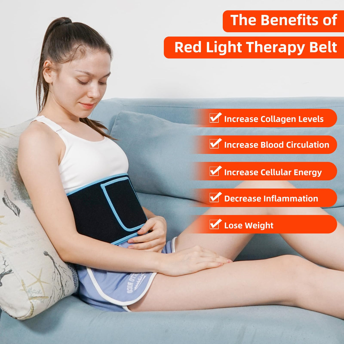 Red Light Therapy Belt, 660&850nm 3 -in-1 Big Chips Near Infrared Therapy Wrap for Body