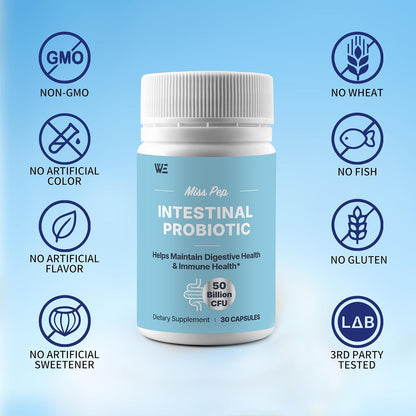 Probiotics 50 Billion CFU - 8 Unique Strains + 3 Prebiotics - Immune, Digestive & Gut Health - Supports Occasional Constipation, Diarrhea, Gas & Bloating - Probiotics for Women & Men - 30ct